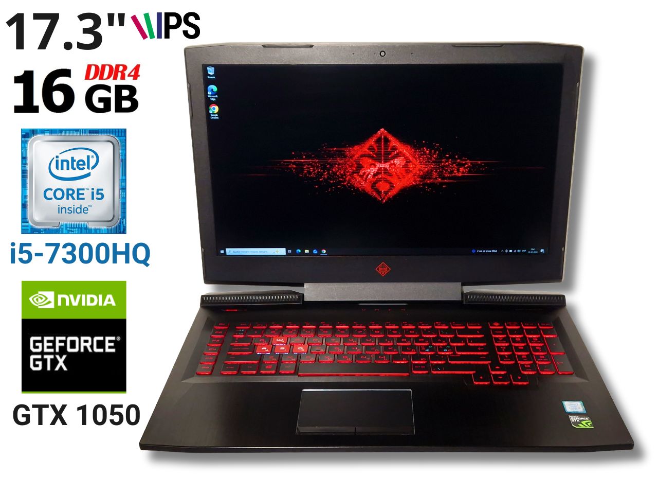 Ігровий ноутбук б/у HP Omen 17 17.3 IPS i5-7300HQ 16/256+500Гб GTX 1050