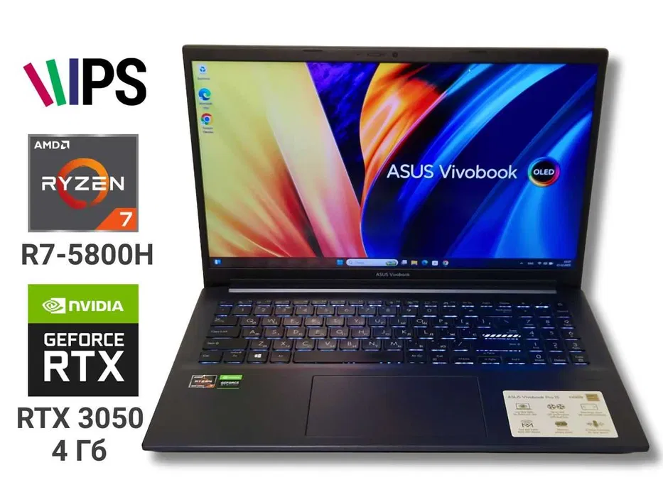 Ігровий ноутбук б/у Asus Vivobook Pro M3500QC IPS Ryzen 7 5800H 8/512 RTX 3050